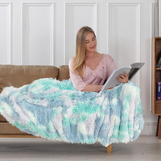 Tuddrom Decorative Extra Soft Faux Fur Throw Blanket, Solid Reversible Fuzzy - Image 3