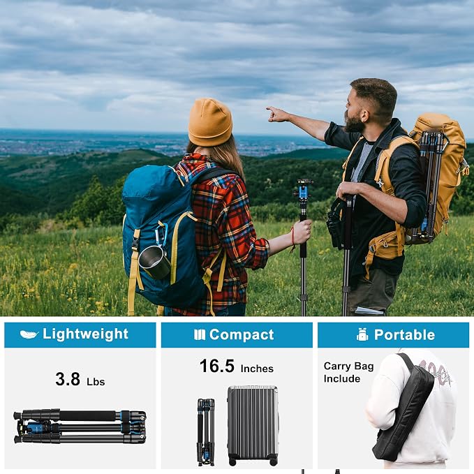 JOILCAN Tripod for Camera, Heavy Duty Travel Tripod for Binoculars Spotting - Image 4