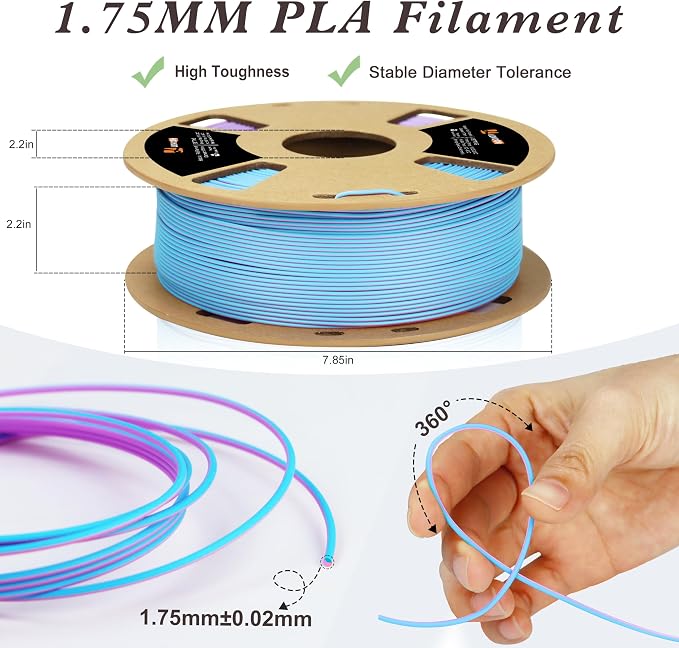 LOVOON Matte Tricolors PLA 3D Printer Filament Multi-Color Changing by Angle - Image 4