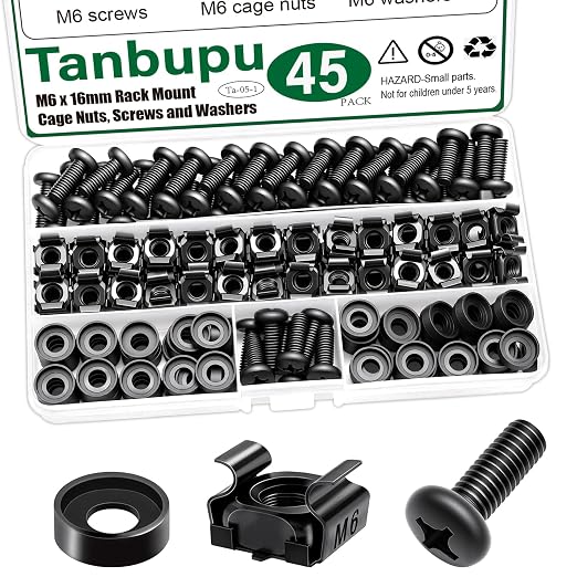45PACK M6 x 16mm Rack Mount Cage Nuts, Enclosures by Tanbupu