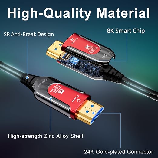 50Ft Plenum Rated HDMI Cable, 8K 48Gbps Fiber Optic Ultra High Speed Long HDMI - Image 6