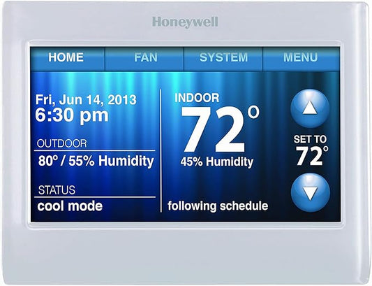 Honeywell TH9320WF5003 WiFi 9000 Color Touchscreen Thermostat, Works by Amazon+Renewed