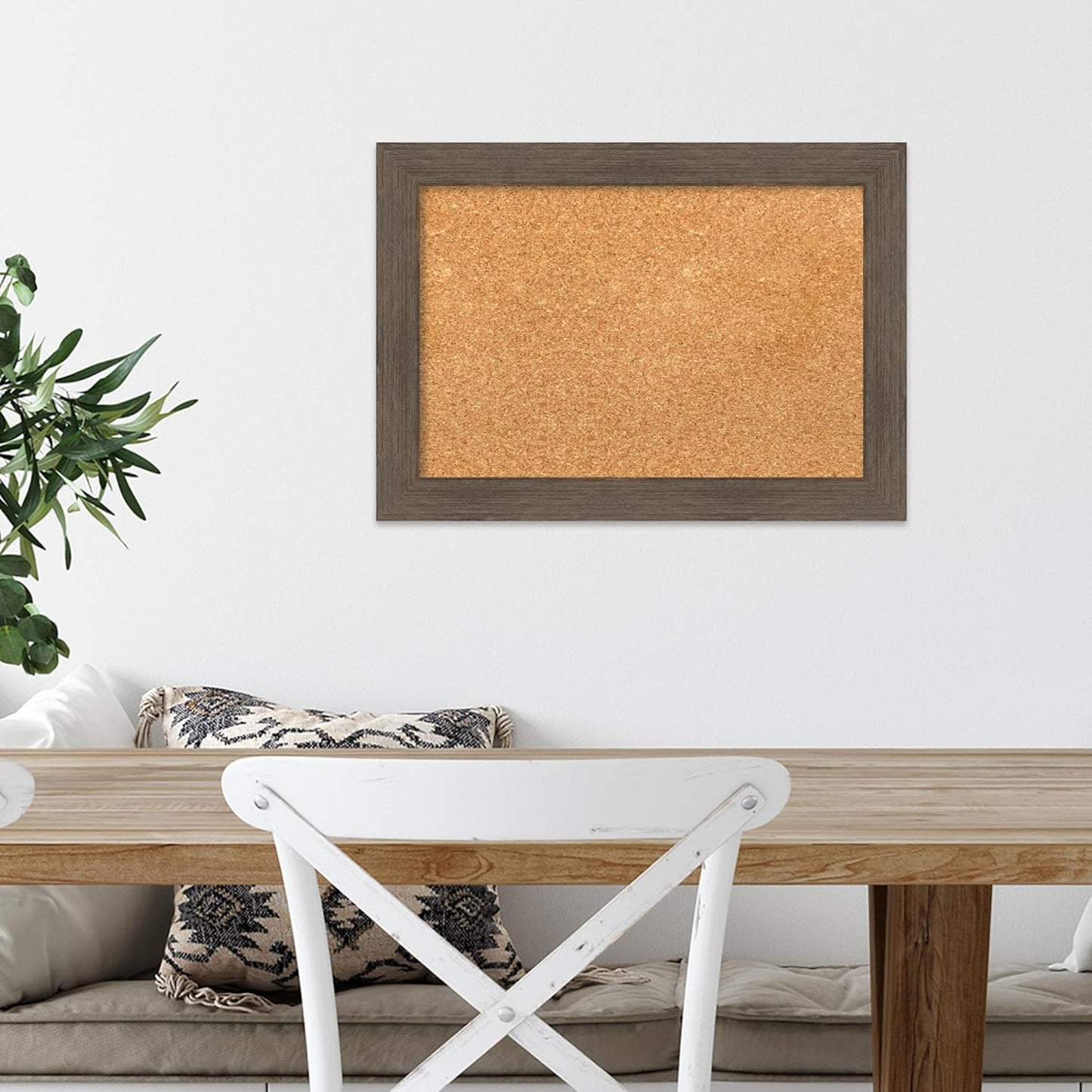 Amanti Art Natural Cork Board for Wall, 15x21 Vision Board with Brown Wood Frame, Small Corkboard Office Decor for Home Organization, Country Rustic Corkboard Pinboard to Display Items for Home