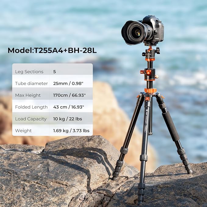 K&F Concept 67 inch Camera Tripod Horizontal Aluminum Tripods Portable Monopod - Image 2