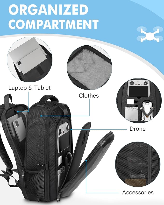 PEKREWS Mini 4 Pro Case, Mini 3/4 Pro Waterproof Hard Carrying Case, Large - Image 4
