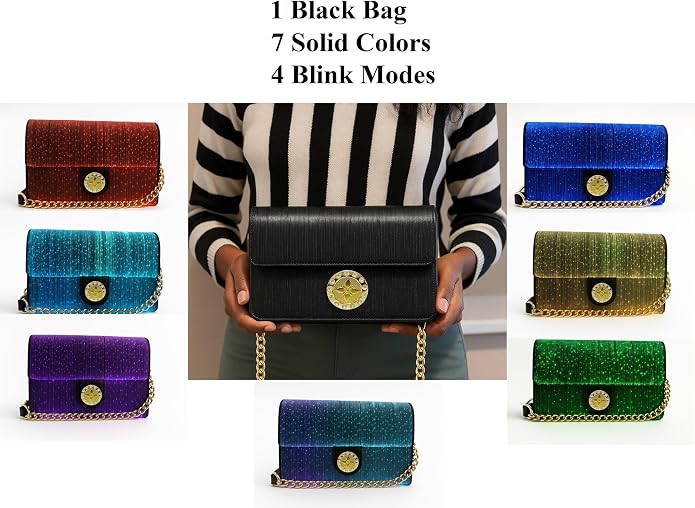 LED Bags Crossbody Purse Evening Bag Light Up Purse 7 Colors Evening Clutch - Image 3