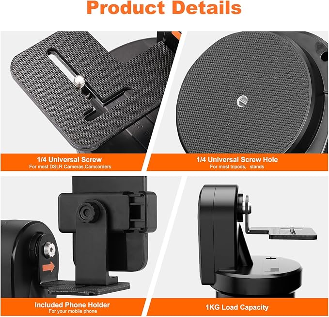 Soonpho M2 Motorized Rotating Panoramic Tripod Head, Remote Control Pan Tilt - Image 6
