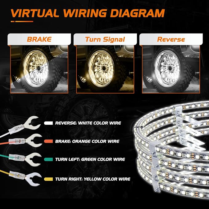Nilight 4PCS 15.5inch Double Row LED Wheel Ring Lights Pure White - Image 2