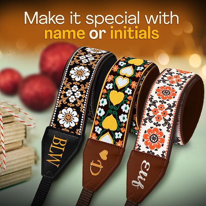 Art Tribute Personalized Camera Strap Orange Flowers - Image 2
