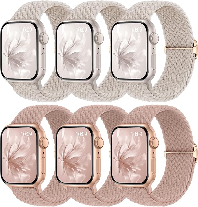 6 Pack Braided Stretchy Bands Compatible by KnossenWatchBand