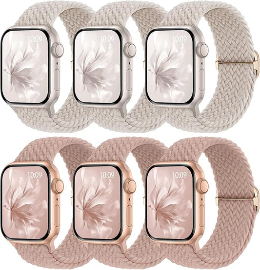6 Pack Braided Stretchy Bands Compatible by KnossenWatchBand