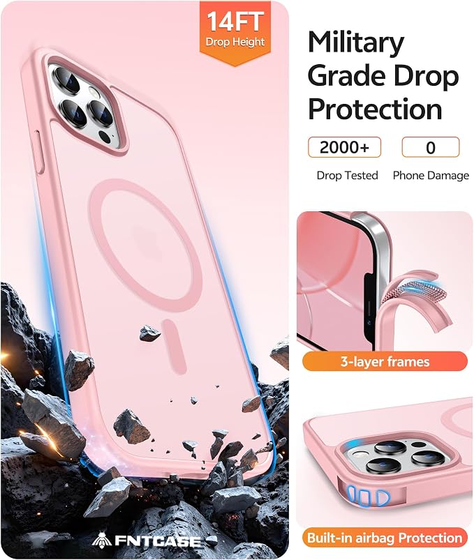 FNTCASE for iPhone 12 Pro Max Case: Translucent Matte Magnetic Phone Cover - Image 4