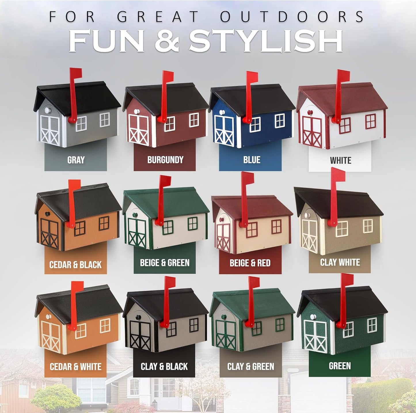 Peaceful Classics Poly Mailbox- Durable, Weather-Resistant Amish Craftsman Mailboxes for Outside Uses Like Front Yard and Road Side- Long-Lasting, Decorative, Modern Mailbox (Cedar with Black Trim)