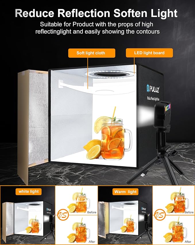 PULUZ Foldable Photo Studio Light Box 30x30x30cm Portable Mini Shooting Tent Kit - Image 4