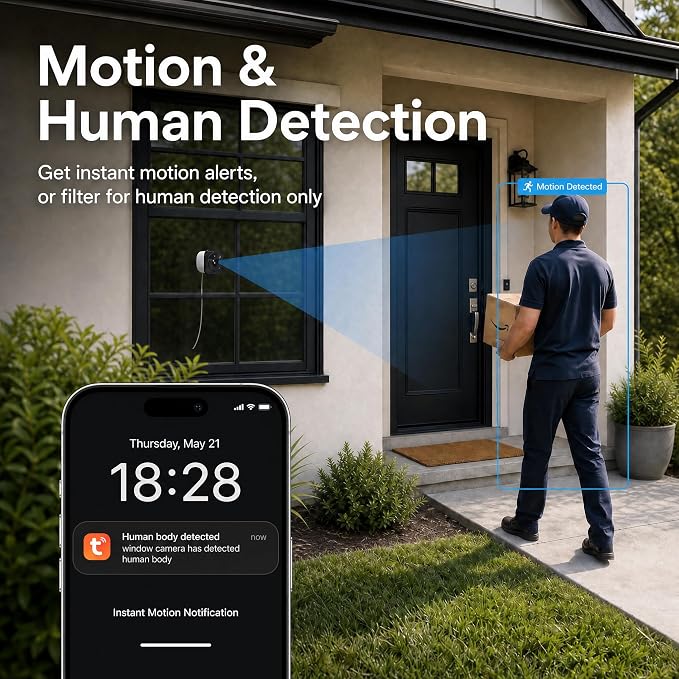 4MP 2K Window Camera, No Glare Thru-Glass Full-Color Night Vision, 2.4GHz & - Image 4