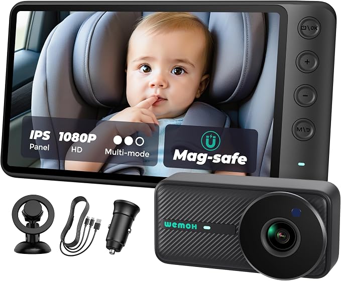 NO.1 Magnetic Baby Car Camera, Auto Night Vision, 360° Rotation Car Camera by WEMOH