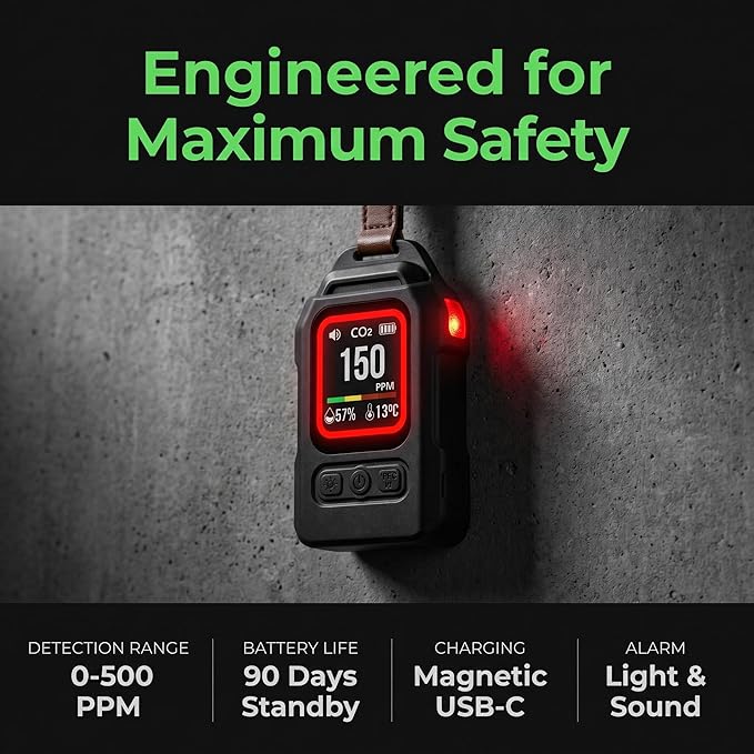 Portable CO2 Detector, 4-in-1 Carbon Dioxide Detector - Image 4