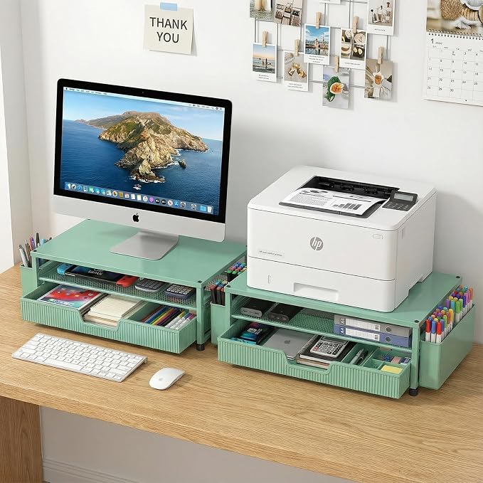 ECOLOVI Desk Organizer and Accessories, 2-Tier Computer Monitor Stand Rise - Image 7