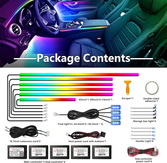 Dreamcolor Acrylic Interior Car Lights - 18 in 1 RGB LED Strip Lights - Image 5