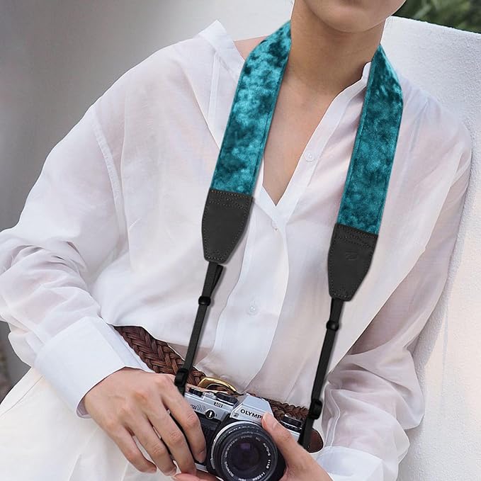 Padwa Lifestyle Peacock Blue Velvet Camera Strap - Image 7