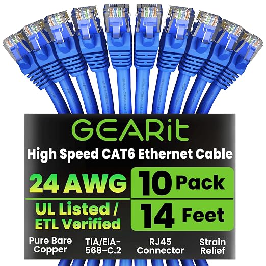 GEARit Cat 6 Ethernet Patch Cable 14 ft Blue by GEARit