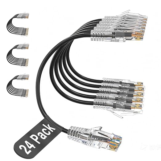 Jadaol Patch Cables Cat6A 0.5ft 24-Pack, 10Gbps Support Cat8 Cat7 Network by Jadaol