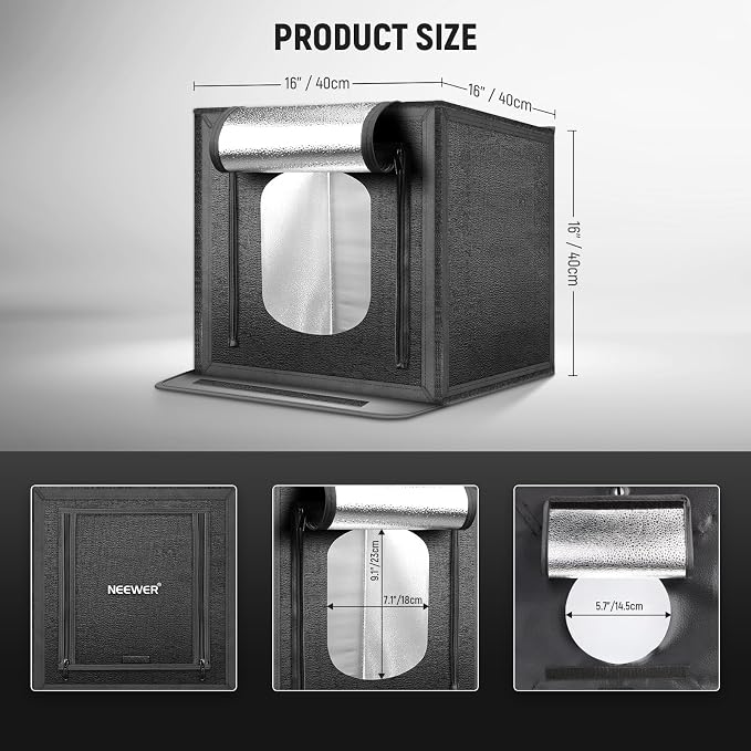 NEEWER 40CM Upgraded Photo Studio Light Box, 4 Backdrops, 5600K 144 LEDs - Image 8