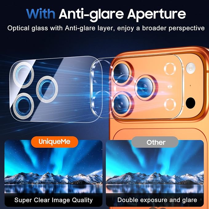 UniqueMe Compatible for 3 Pack iPhone 17 Pro Camera Lens Protector - Image 4