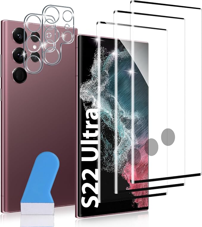 for Samsung Galaxy S22 Ultra Screen Protector, 3 Pack Tempered Glass by JavoYion