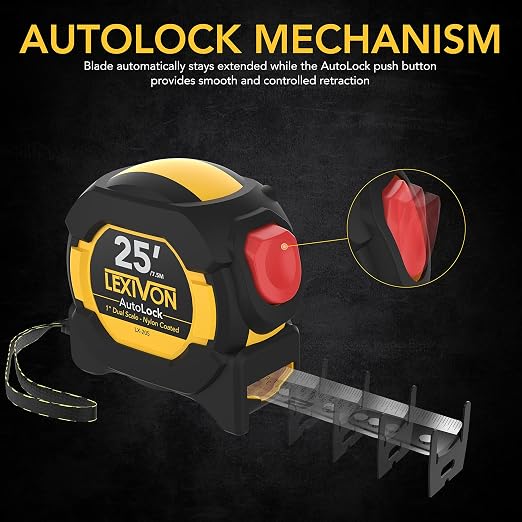 LEXIVON 25Ft/7.5m AutoLock Tape Measure | 1-Inch Wide Blade - Image 5