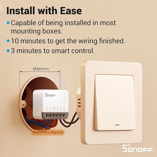SONOFF Zigbee 3.0 Smart Relay Switch, Mini in-Wall Light Switch Module - Image 4