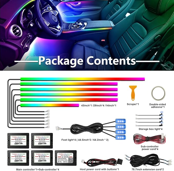 Dreamcolor Acrylic Interior Car Lights, 14 in 1 RGB LED Strip Lights - Image 5