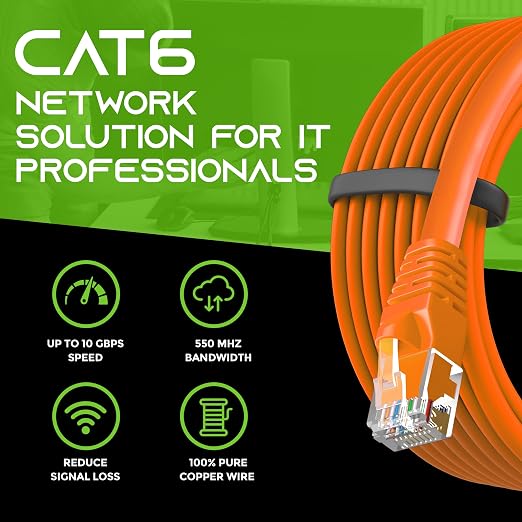 GEARit Cat 6 Ethernet Patch Cable 1 ft Orange Cat6 Patch Cables 1ft - Image 9