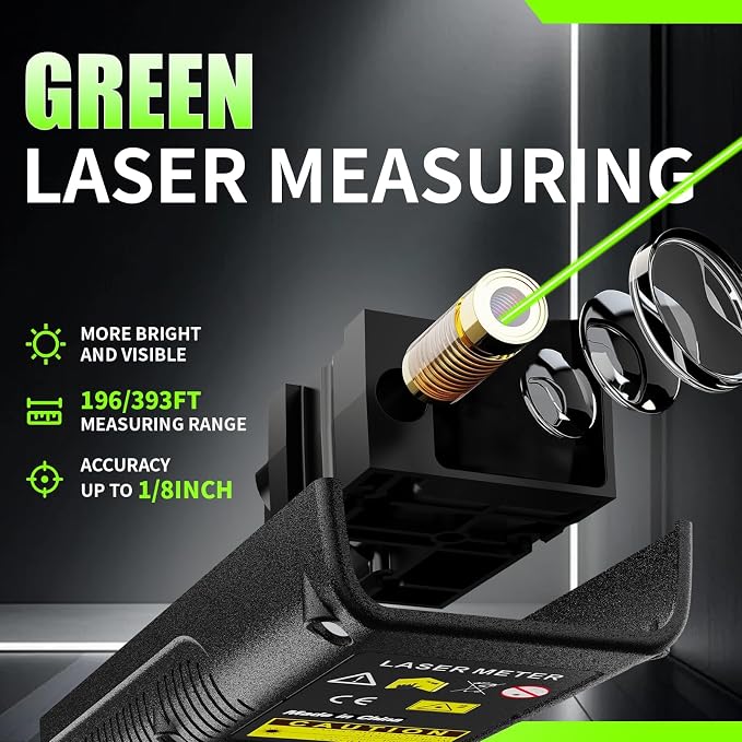 Mini Green Laser Distance Meter 262Ft – Rechargeable Digital Measuring Tool - Image 2