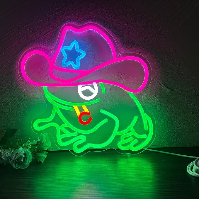 Frog Cowboy Neon Signs, Frog Cowboy Lamp Led Signs Lights Neon Signs by Manimo