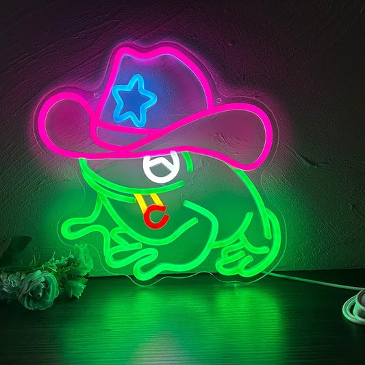 Frog Cowboy Neon Signs, Frog Cowboy Lamp Led Signs Lights Neon Signs by Manimo