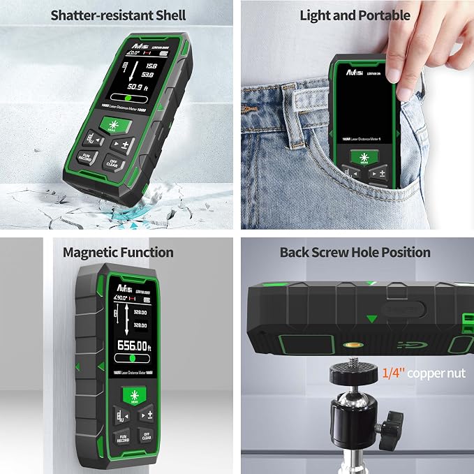 Dual Laser Measuring Tool, 656FT Rechargeable Laser Distance Meter 6 Units - Image 6