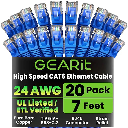 GEARit Cat 6 Ethernet Patch Cable 7 ft Blue by GEARit