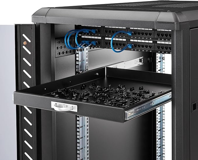 StarTech.com 1U Sliding Server Rack Mount Keyboard Shelf Tray, 22in Deep Steel - Image 3