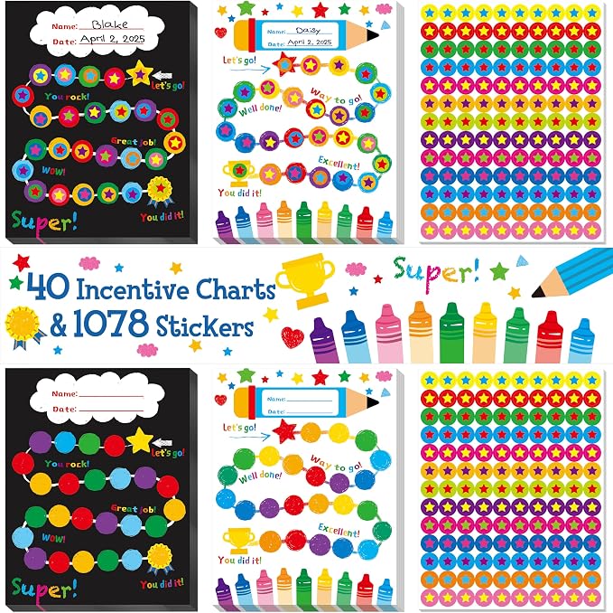 40 Pack Incentive Chart, 2 Adorable Designs by Stickyourhappymoment