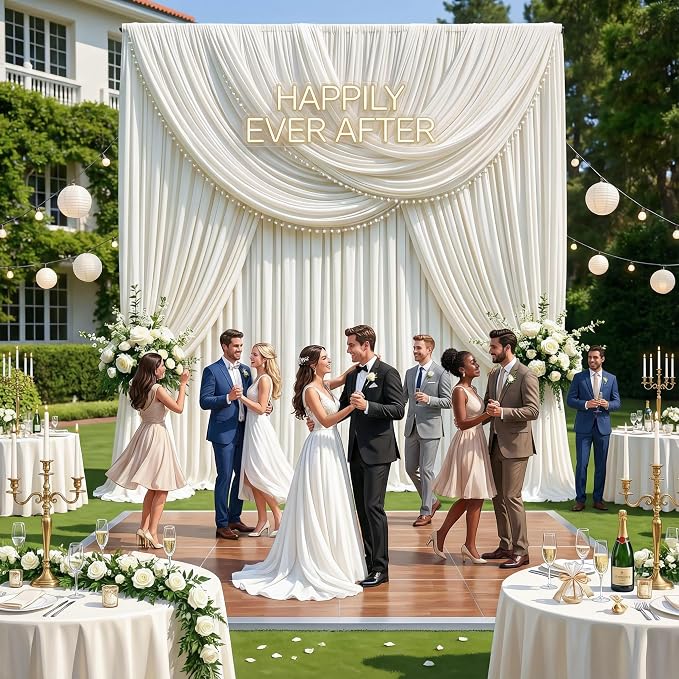 10ft x 15ft Ivory Backdrop Curtains - Image 6