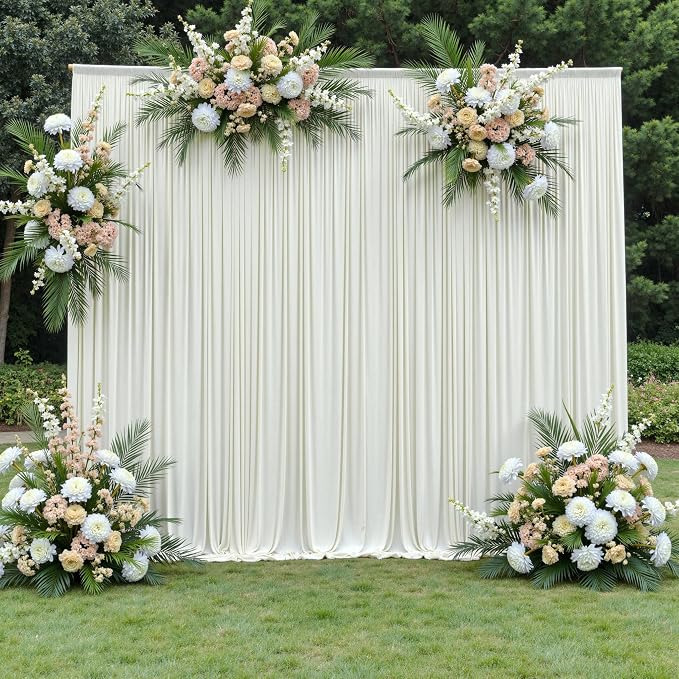 20ft x 12ft Wrinkle Free Ivory Backdrop Curtains - Image 5