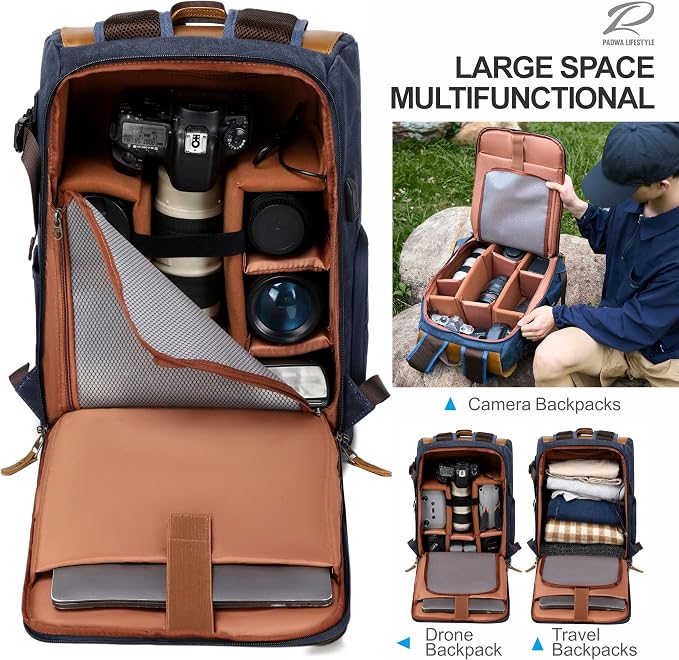 Padwa Lifestyle Blue Camera Backpack - Image 3