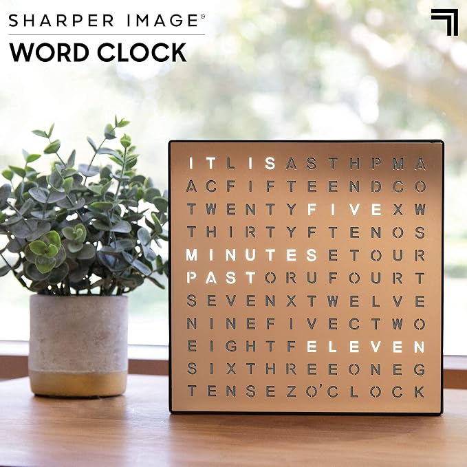 Sharper Image LED Word Digital Clock, Copper Finish, Light-Up Desk & Wall Clock - Image 2