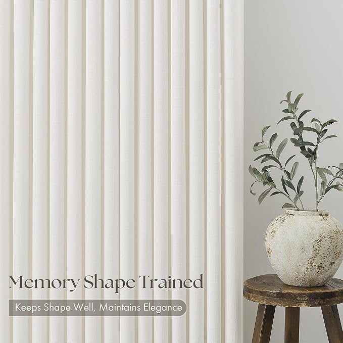 Natural Cream Linen Pinch Pleated 94 Inch Curtains - Image 4