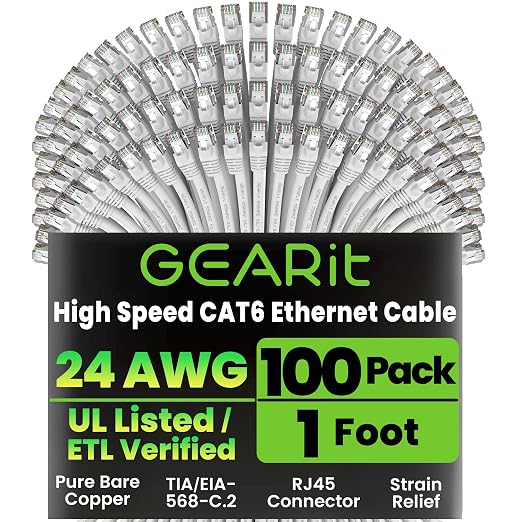 GEARit Cat 6 Patch Cables 1 ft White by GEARit