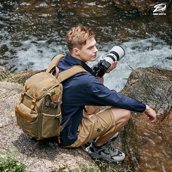 Padwa Lifestyle Khaki Camera Backpack - Image 2