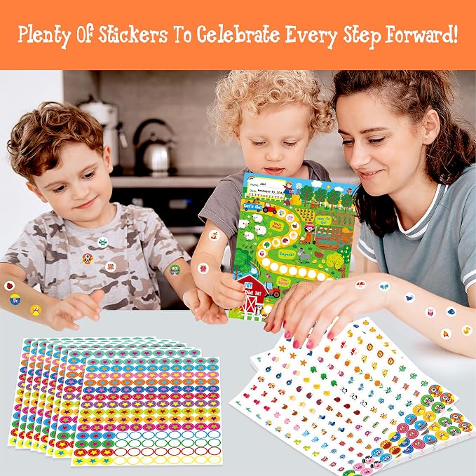 4 Incentive Charts with 3300 Reusable Stickers, Forest/Farm/Ocean/Space Themed - Image 6
