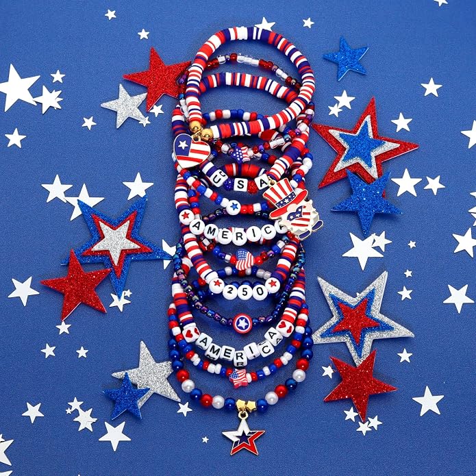 Independence Day Bracelets for Women, 4th of July Accessories USA Patriotic 250 - Image 7