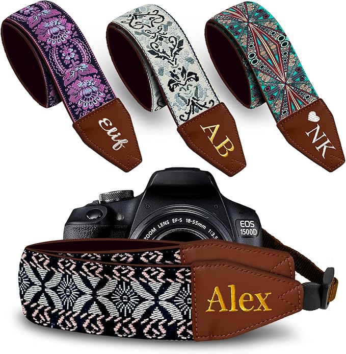 Art Tribute Custom Camera Strap Golden Embroidey by ArtTribute
